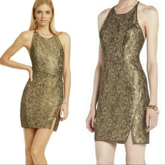 Gold Lace BCBG Cocktail Dress - Picture 1 of 6
